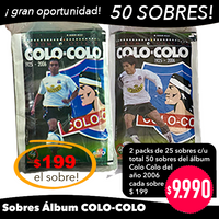 50 Sobres Álbum Oficial Colo-Colo 1925-2006
